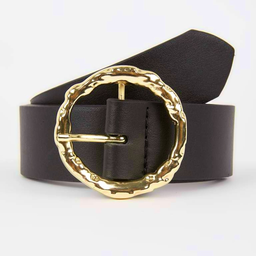 ASOS Elegant Black Belt with Gold Buckle - S